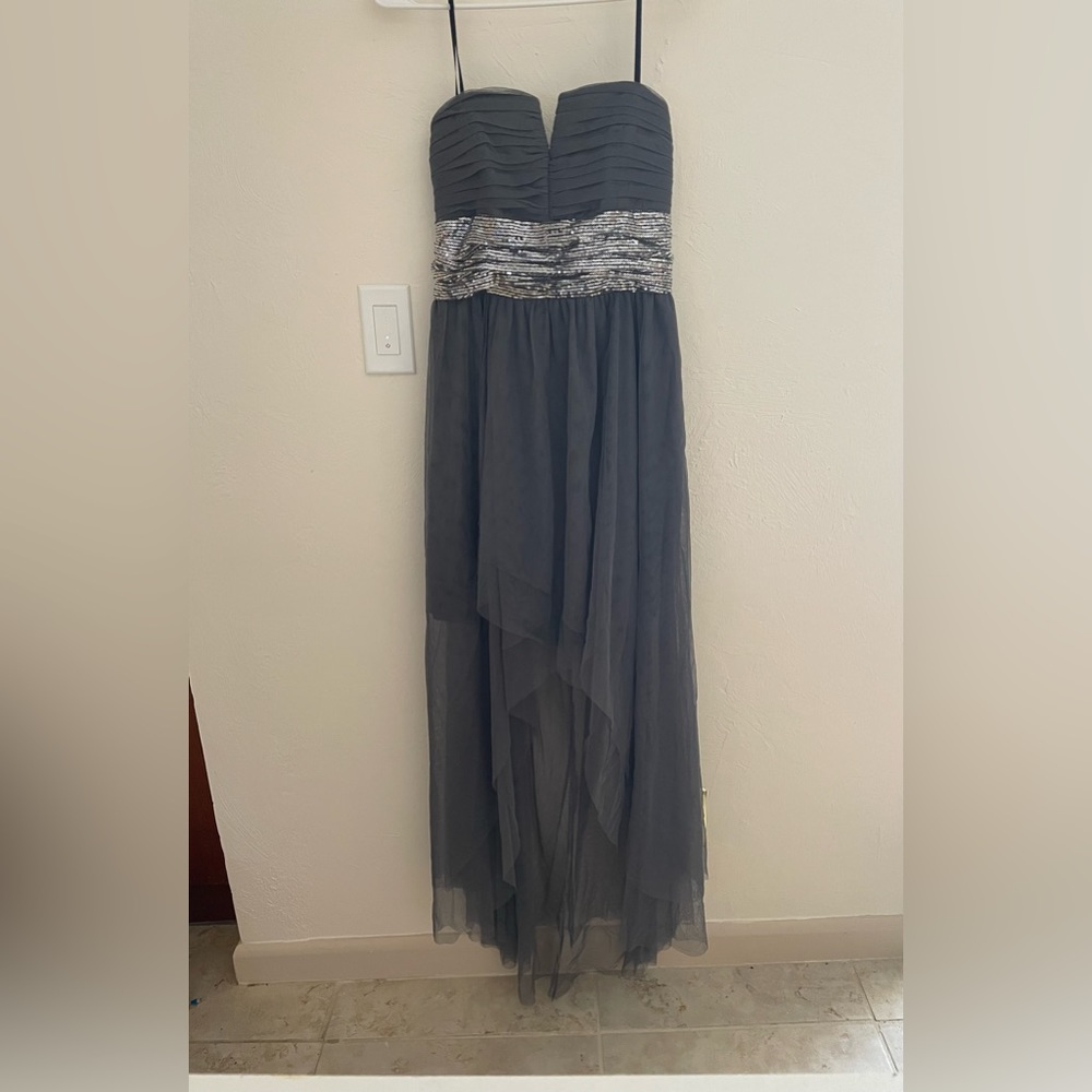 Roberta Bridal Strapless Grey Sequin Prom Dress